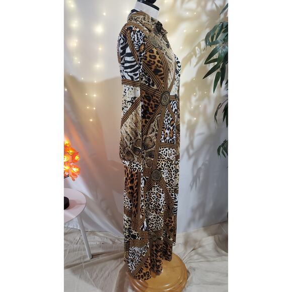 Attitudes by Renee NWT QVC Animal Print Duster Maxi Dress Set Womens Size XXSP - Picture 8 of 14